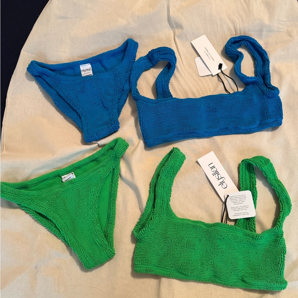 Blue and Green Bikini Set